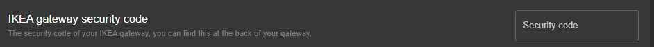 Ikea Gateway Security Code Input Field