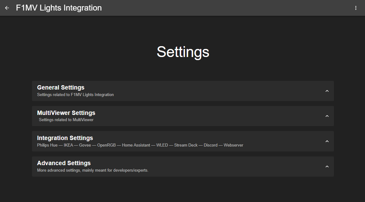 F1MV-Lights-Integration settings